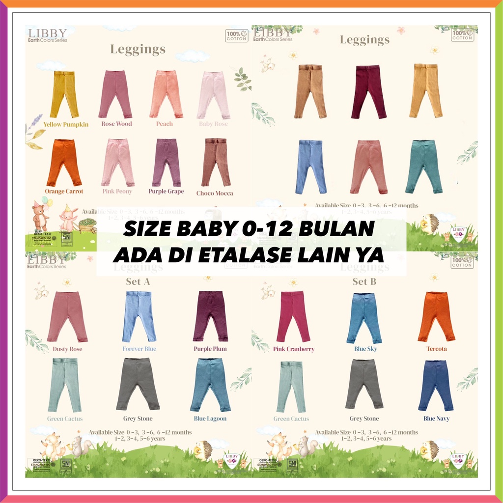 NEW LIBBY LEGGING BIG SIZE EARTH COLOUR SERIES 1-6 TAHUN | LEGGING BABY ❤ Fashionbabies ❤