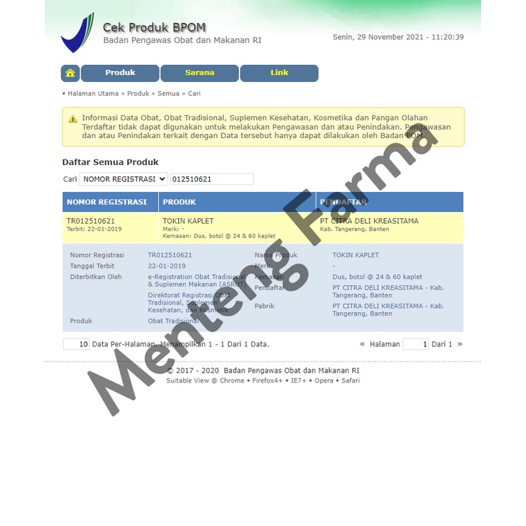 Tokin Kaplet - Obat Sakit Kepala, Migrain, Pusing dan Nyeri Saraf