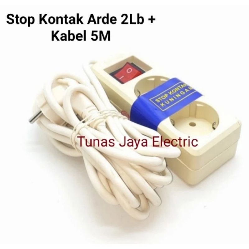 Stop Kontak Arde 2Lb + Kabel 5M + Switch (Kabel Full Tembaga) - SNI