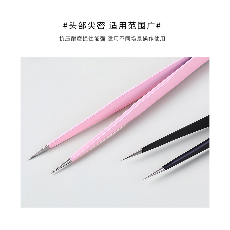 Pinset Alat Manicure Tongkat Penjepit / Pengambil Sticker Kuku Aksesoris Kuku Dua Kepala Penjepit + Silicone Penekan Sticker Multifungsi Pinset Tajam dan Runcing Berkualitas Nail Tweezers