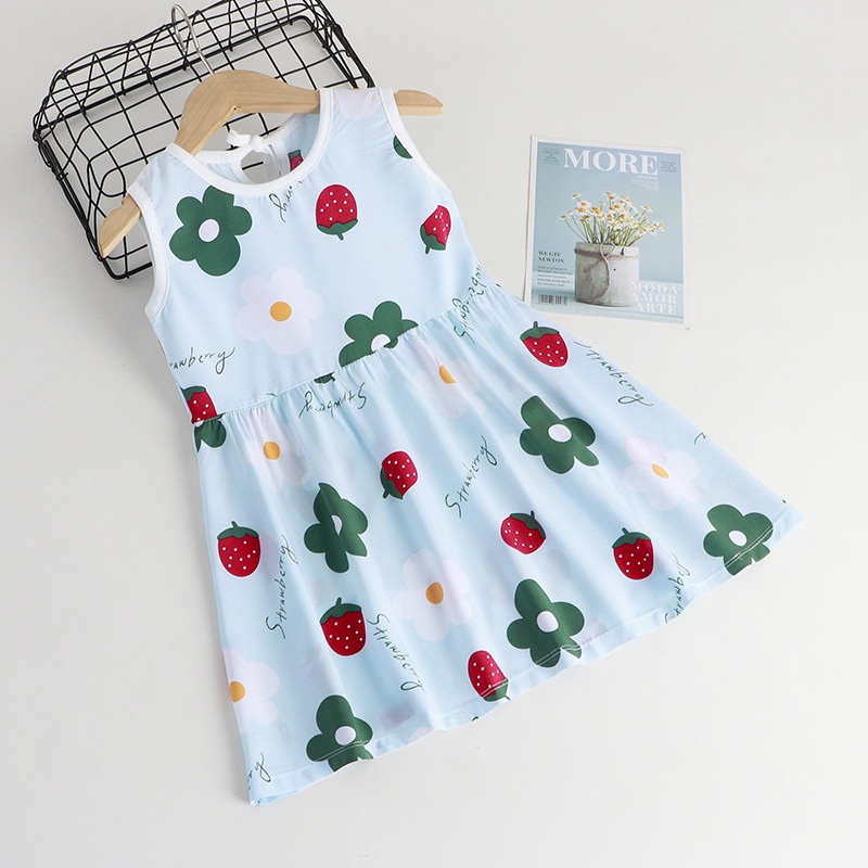 Baju Dress Terusan Santai Model Korea Anak Bayi Perempuan Katun import Gaun Cewek rumahan 1 2 3 tahun motif Bunga