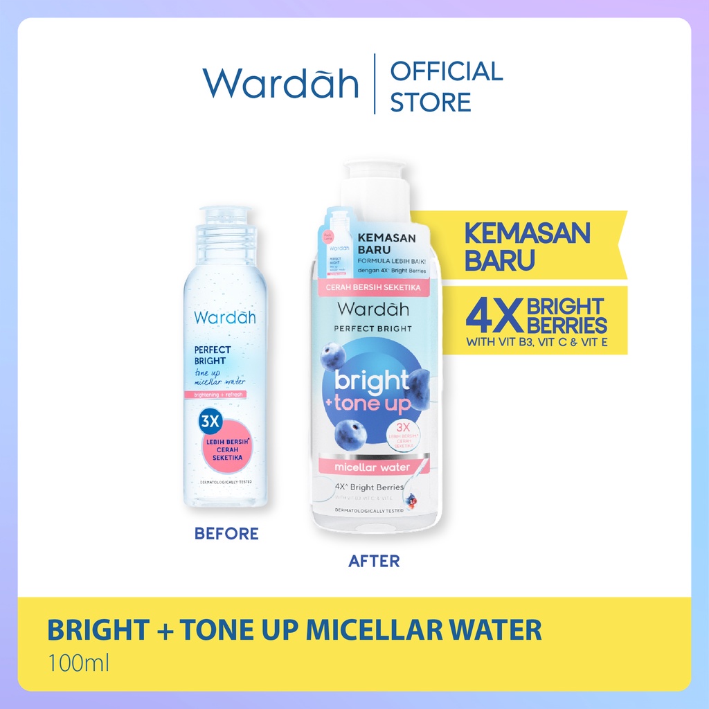 COD - Wardah Perfect Bright Tone Up Micellar Water 100 ml - Micellar Water dengan Micelles Pencerah - RUMAH CANTIK 354