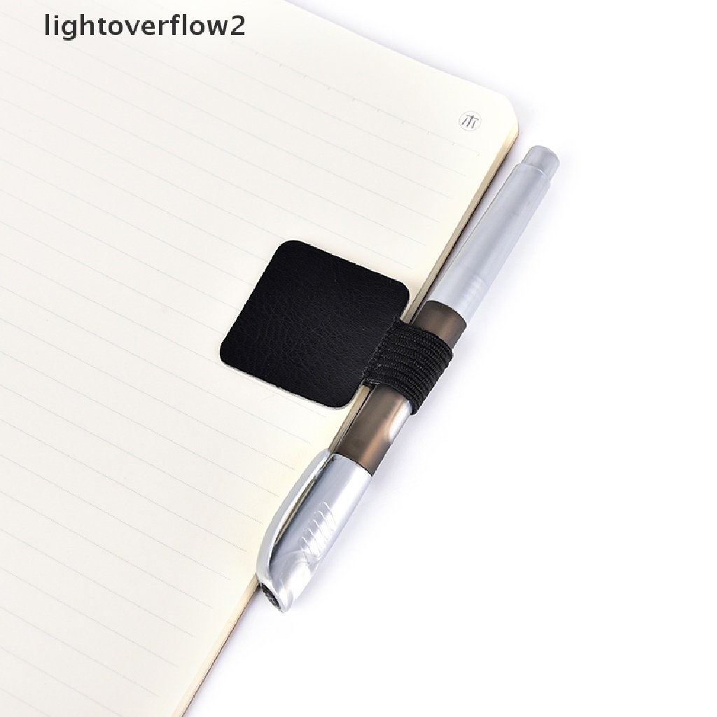 (lightoverflow2) Klip Holder Pulpen Bahan Kulit PU Dengan Perekat Untuk Notebook / Diary