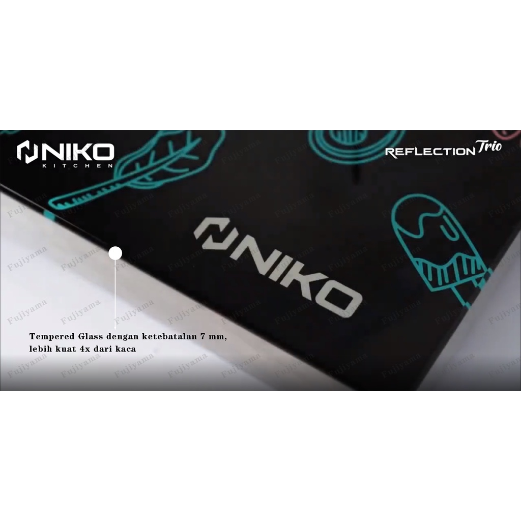 （NIKO KOMPOR TANAM）Murah Kompor Gas Kaca 3 Tungku - NIKO Reflection （TRIO PRO）