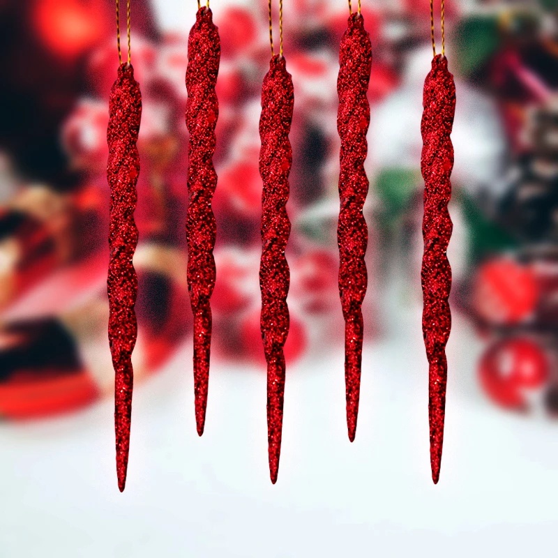 5pcs / set Ornamen Es Gantung Imitasi 13cm Untuk Dekorasi Pohon Natal / Tahun Baru / Musim Dingin