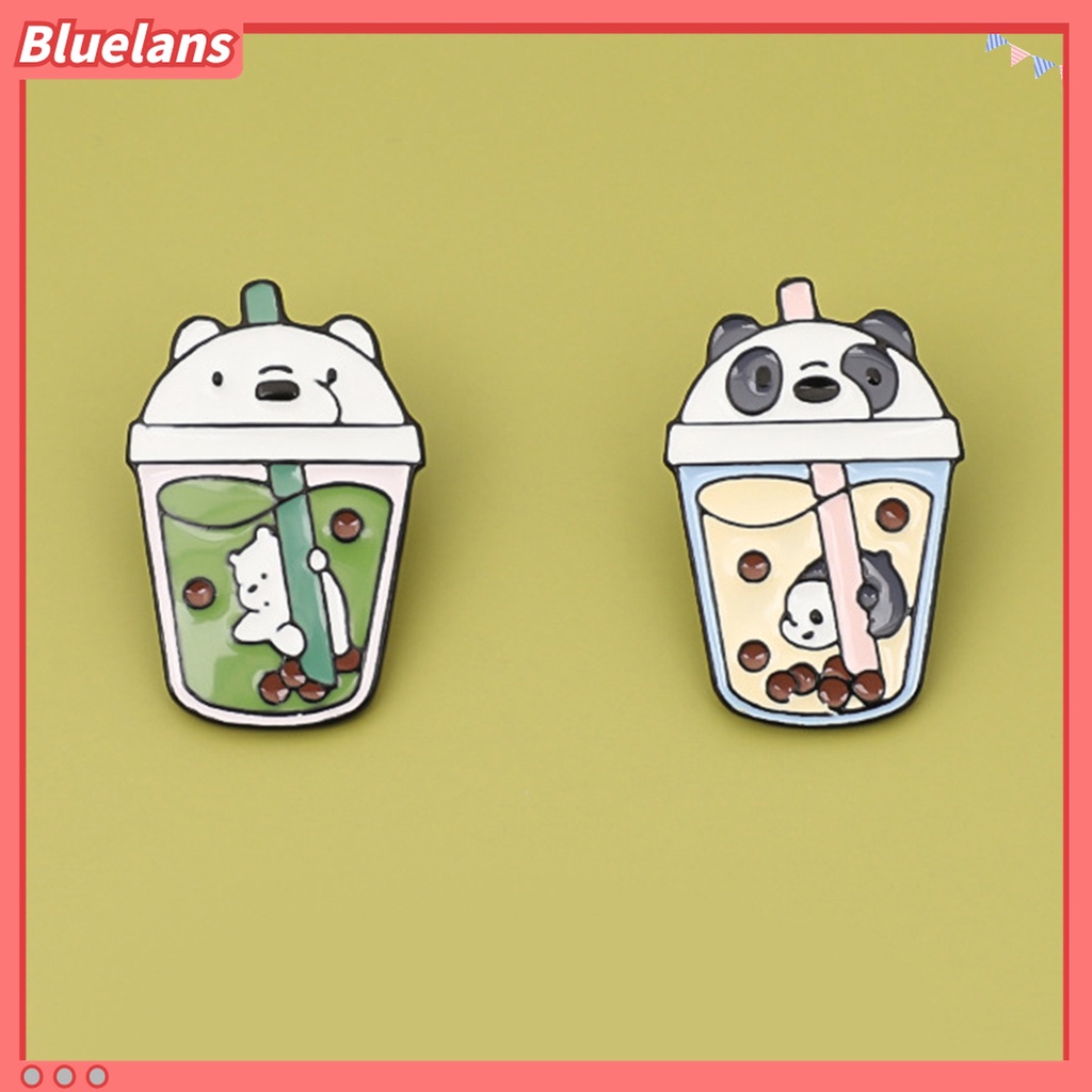 3pcs Bros Pin Enamel Bentuk Bubble Tea Bear Untuk Aksesoris Pakaian