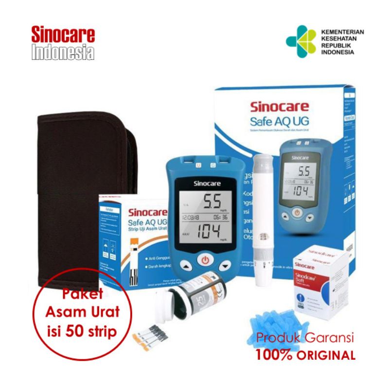 Alat Cek Asam Urat Sinocare Safe AQ UG Isi 50 Strip+50 lancets (EXP.2025)