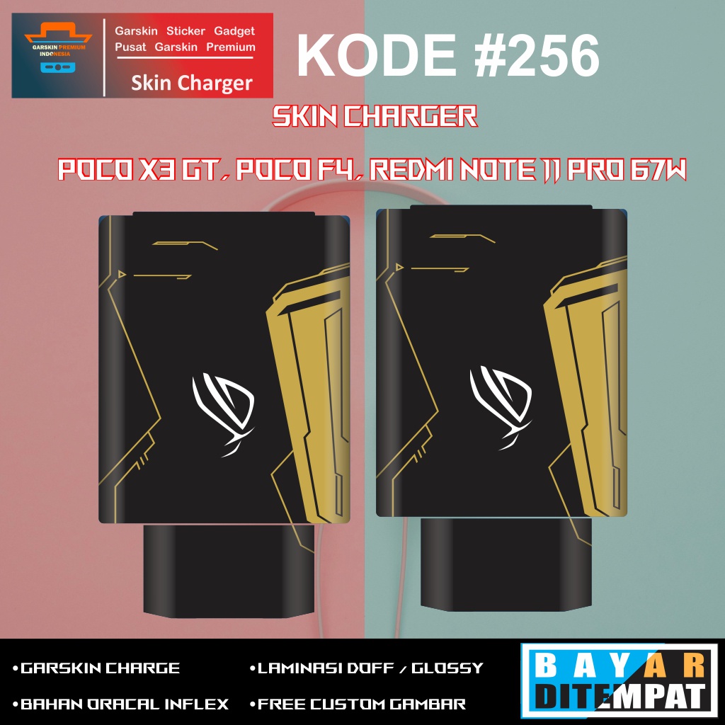 Garskin Sticker Charger POCO X3 GT, POCO F4, Redmi note 11 Pro 67W Turbo Charge Motif Kode # 256-260