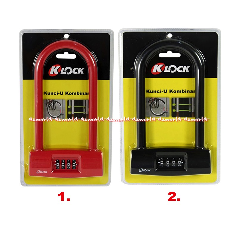 K-Lock Gembok Kombinasi Kunci U 30cm Hitam Merah Alat Pengunci Motor Sepeda Gembok Ikat Ke Tiang dengan Nomer Klock K Lock U Key Combination Padlock Rantai Tiang