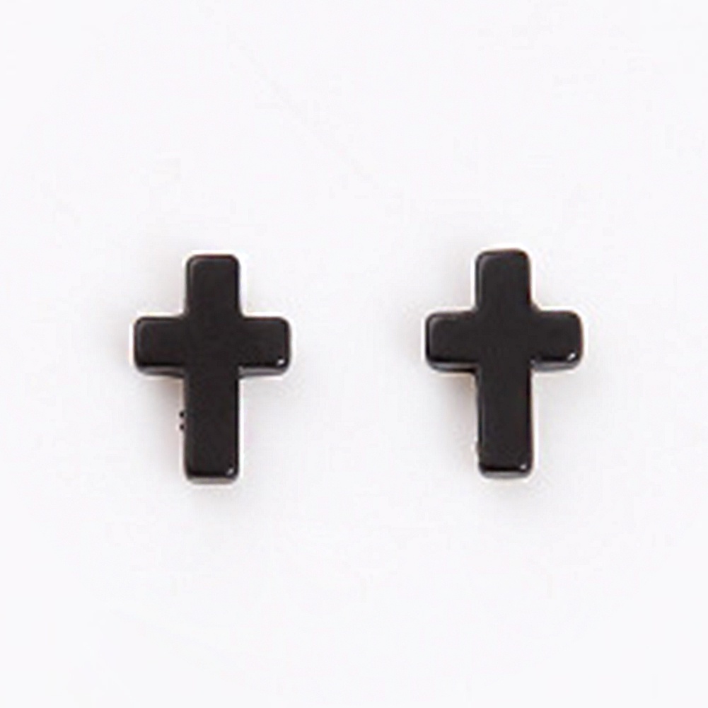 Anting Magnet Tanpa Lubang Telinga Bentuk Geometris Warna Hitam Gaya Korea Untuk Unisex