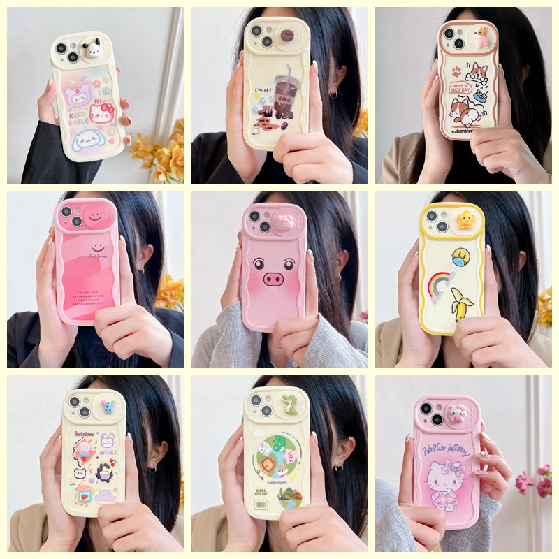 9 Warna! Soft Case Motif Kartun Hewan Anjing Hello Kitty Pelangi Untuk IPhone 11 12 13 14 Pro Max 14 Plus hp