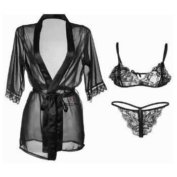 SL-08 BLACK Longnight Sexy Lingerie Baju Tidur