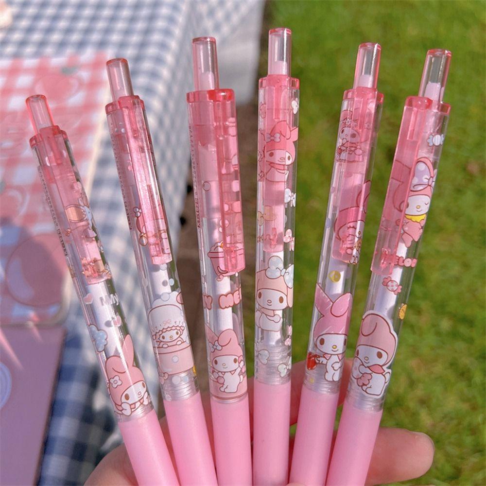 [Elegan] Pena Gel Kartun Perlengkapan Menulis Klik Pena Tindakan Perlengkapan Sekolah Pena Menulis Kuromi Anime Melodiku Alat Tulis 0.5mm Pen Penandatanganan