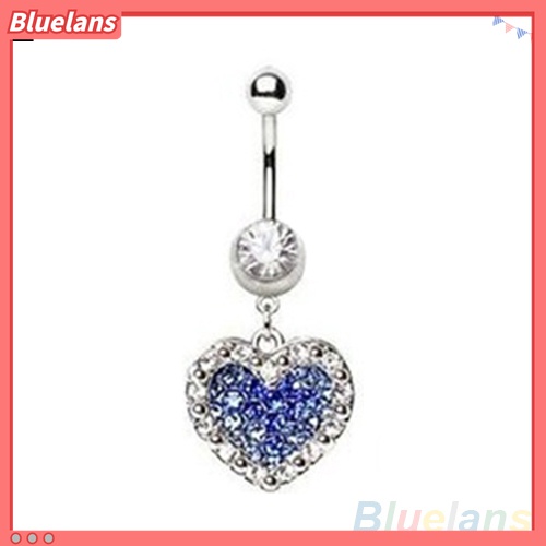 Cincin Tindik Perut / Pusar Bentuk Hati Aksen Berlian Imitasi Untuk Wanita