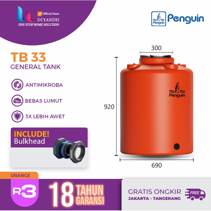 Tangki Air, Tandon Air, Toren Air, Penguin TB 33, 300 L