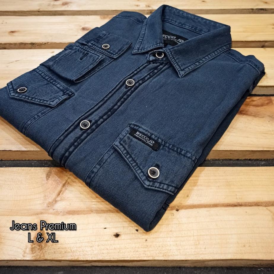 Viral Produk unggulan kemeja jeans pria lengan panjang kemeja Levis lengan panjang Baju kemeja levis