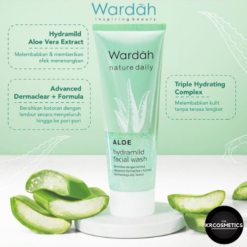 Wardah Nature Daily Aloe Hydramild Facial Wash - Gel pembersih wajah 60 ml 100 ml