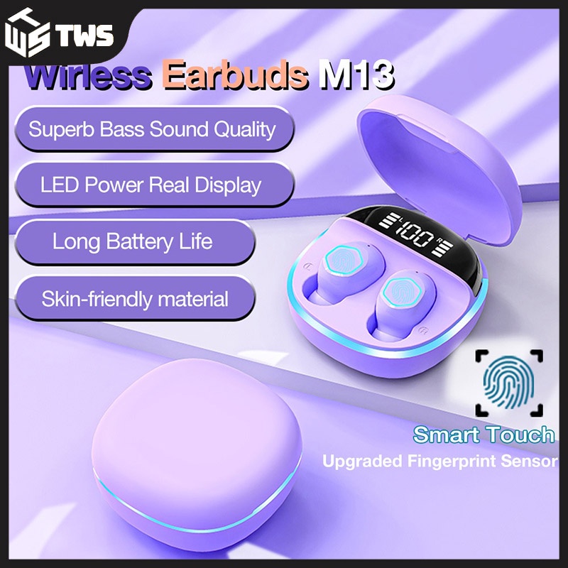 TWS M13 Macaron Headset Bluetooth 9D HIFI Stereo LED Display Sports Waterproof Wireless Earphone With Mic