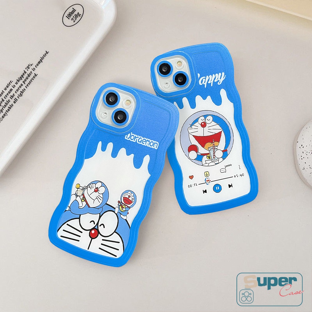 Case Es Krim Kartun Oppo A17 A15 A57 2022 A16 A12 A78 A17K A7 A55 A95 A76 A9 A5 A54 A16K A96 A3s A15s A16s A74 A1K A5s A16E Reno 8T 8 7 6 A53 A12E Doraemon Wavy Edge Sarung Soft Case