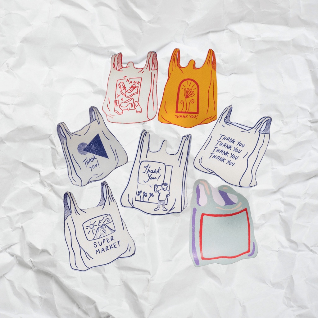 

Sticker premium vinyl gambar plastic bag
