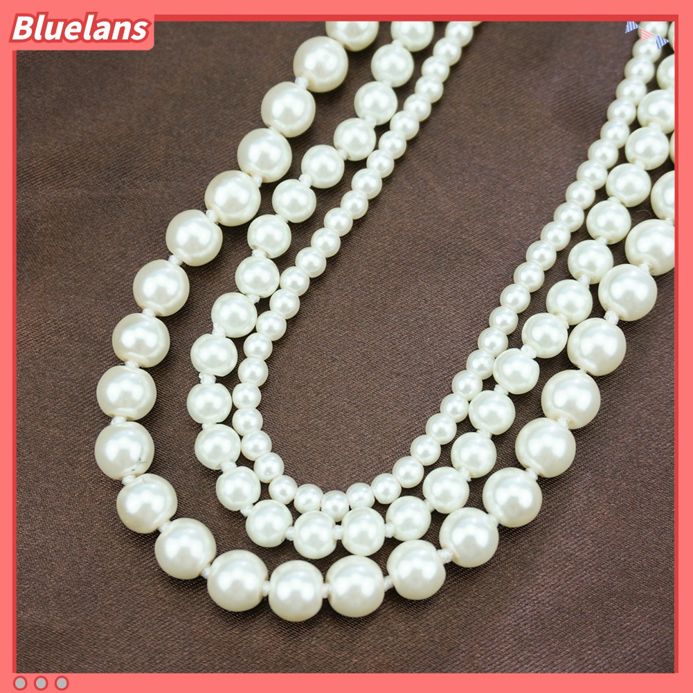 Kalung Panjang Multilayer Aksen Mutiara Tiruan Untuk Wanita