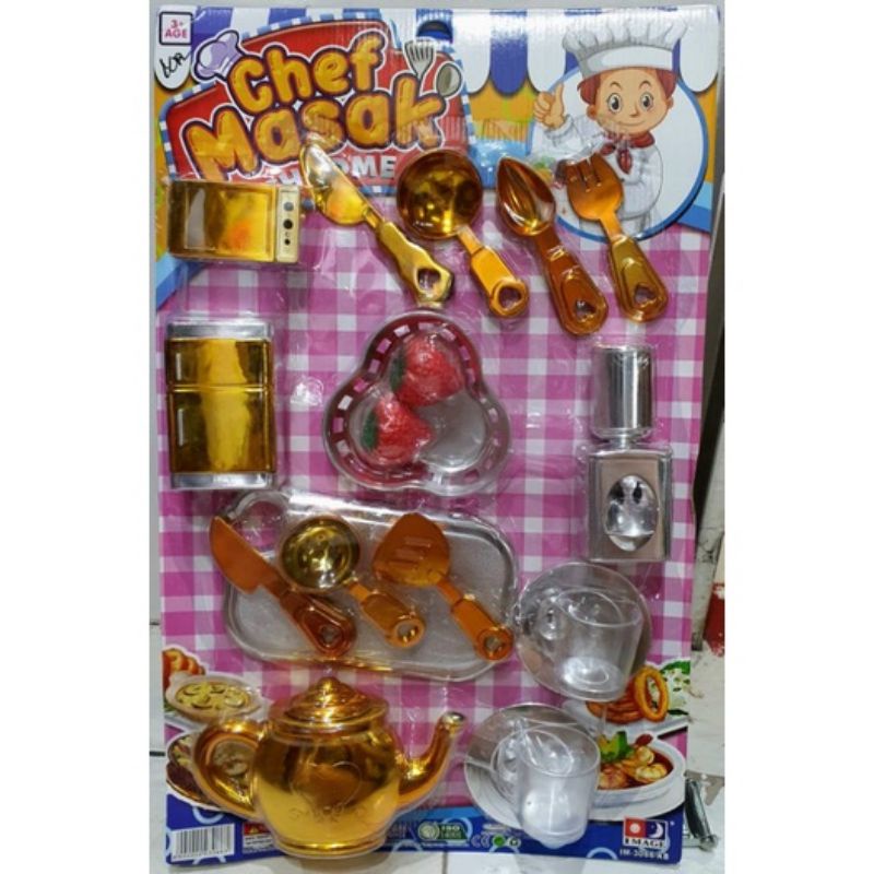 Mainan anak kitchen set chef masak plastik