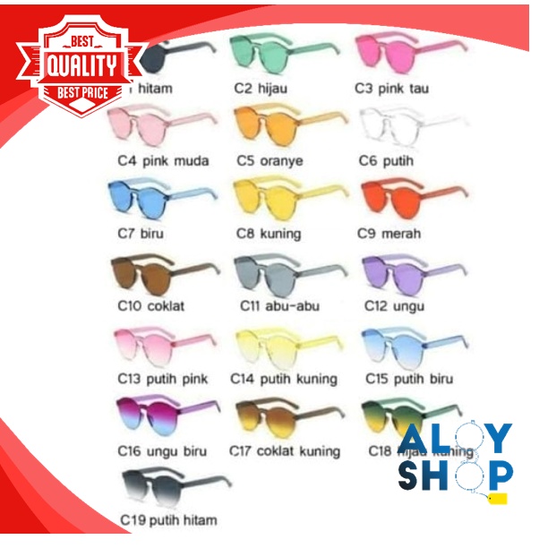 PL-WW002 ✨PROMO!!!✨ Kacamata Pria/Wanita-Jelly-Permen-Warna-Fashion-Tanpa Frame-Sunglasses-Murah Part 2