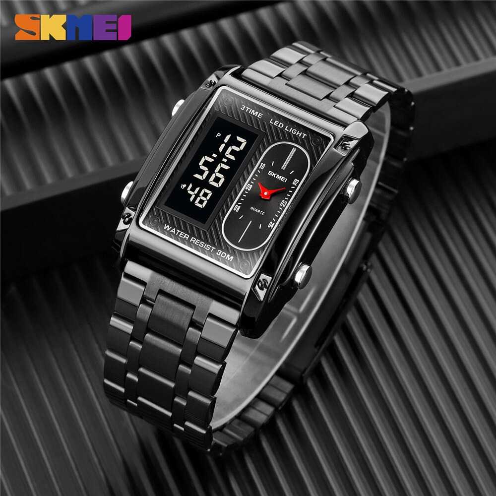 ARS - SKMEI Jam Tangan Digital Analog Pria Strap Stainless Steel - 1868