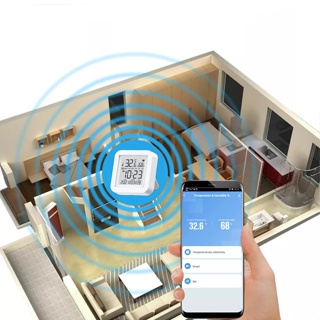 Tuya WIFI Smart Monitor Suhu Kelembaban Smart Sensor Jam Tampilan Digital #4