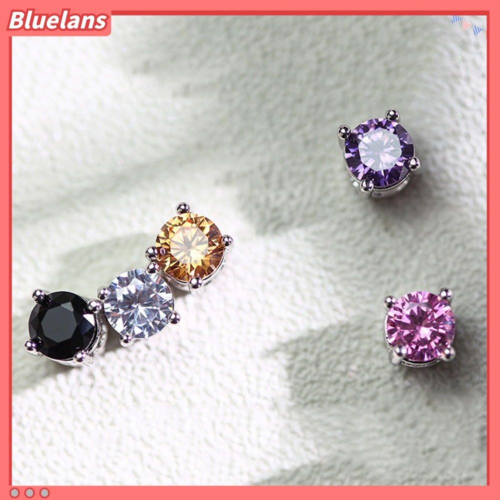 Bluelans Anting Stud Magnetik Tanpa Tindik Aksen Berlian Imitasi Untuk Pria Dan Wanita