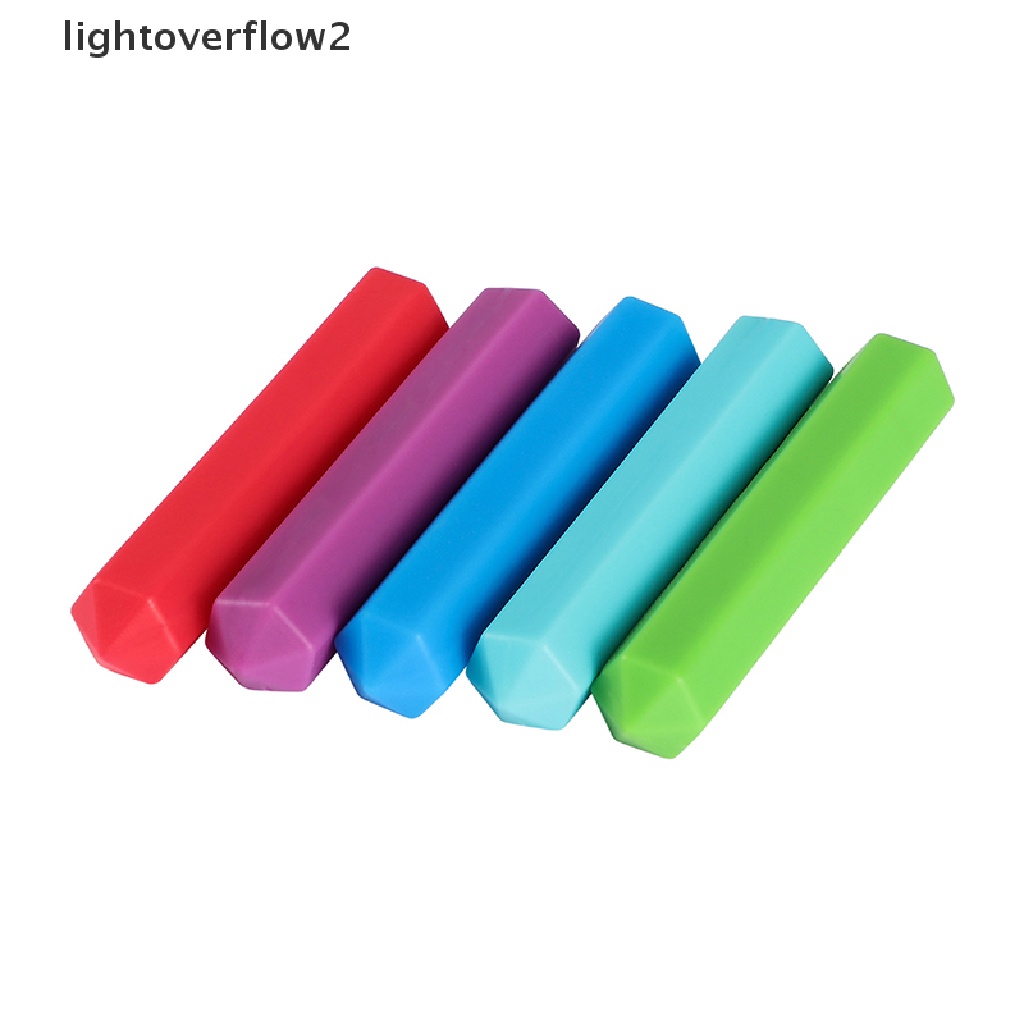 (lightoverflow2) 1pc Mainan Gigit Pensil Silikon Warna Warni (ID)