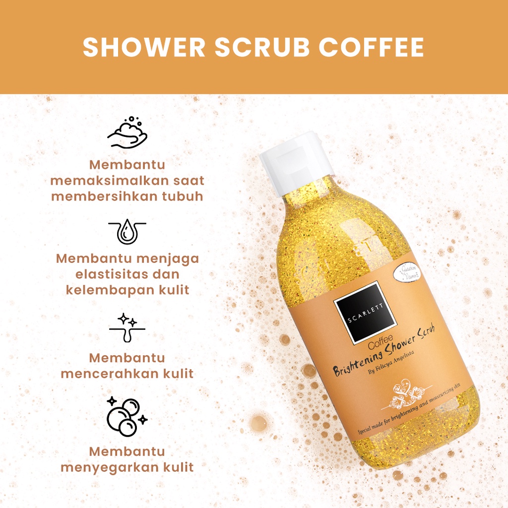 BISA COD Rumah Cantik Scarlett Whitening Shower Scrub Coffee