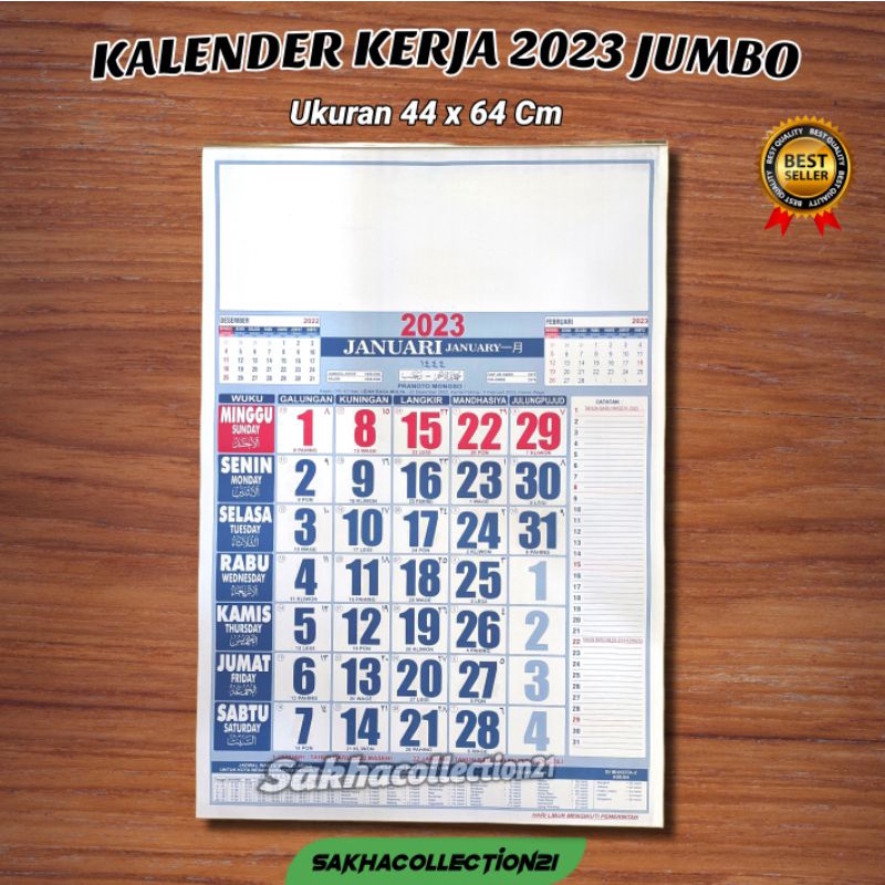 

Kelender Kerja/Kantor 2023 polos besar ukuran 64x44cm kalender jumbo