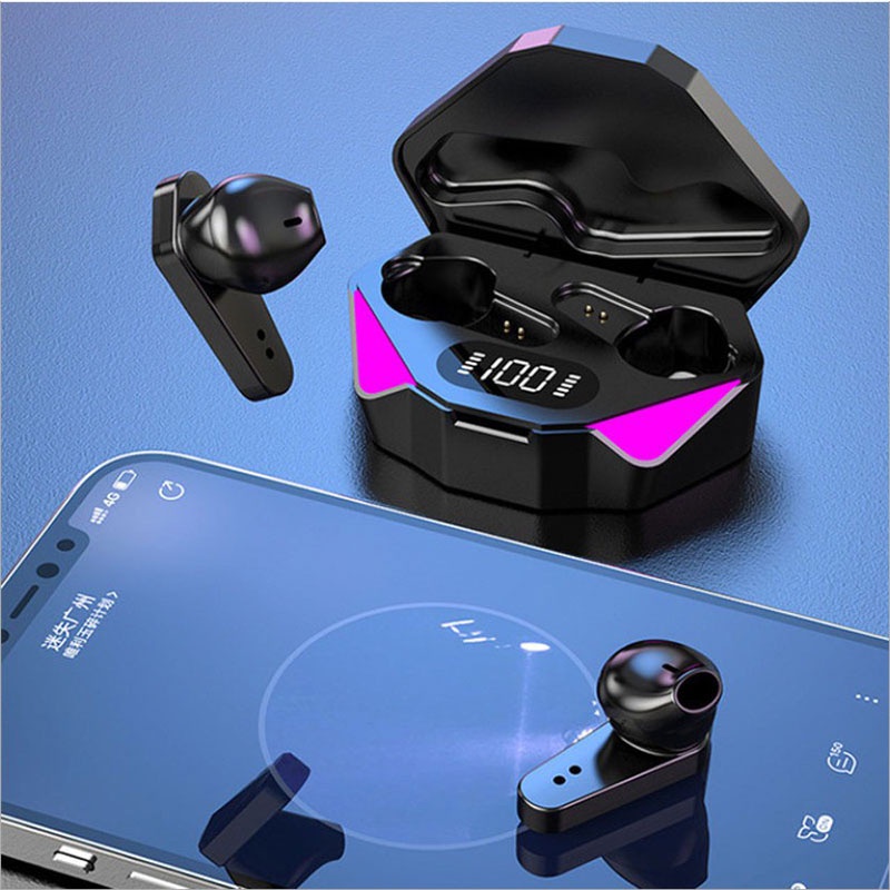 HEADSET BLUETOOTH GAMING TWS X15 5.2 LED DISPLAY LOW LATENCY WIRELESS EARBUDS