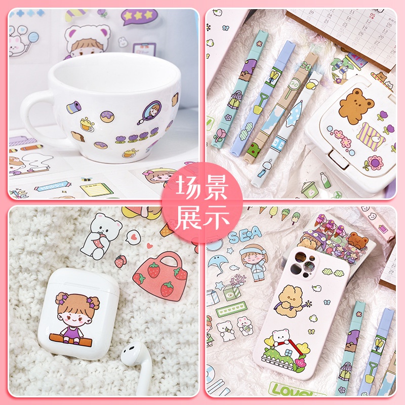 Sticker MOMO Isi 100 Lembar Stiker Waterproof  Botol Minum Tumblr Kartun Viral Lucu Korea DIY/Stiker Aesthetic DIY Buku Diary / Stiker Tumblr / Stiker Deco / Stiker Hp Laptop