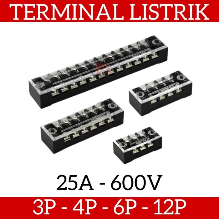 Terminal Block Blok Listrik 25A TB 2503 2504 2506 2512 3P 4P 6P 12P