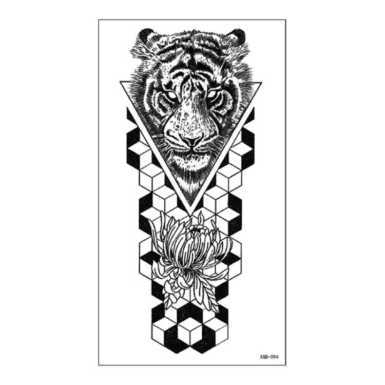 【BTI】Stiker tato palsu sementara bunga harimau stiker tato tahan air hitam