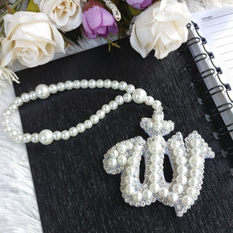 Tasbih mutiara bisa juga untuk gantungan mobil liontin Allah handmade