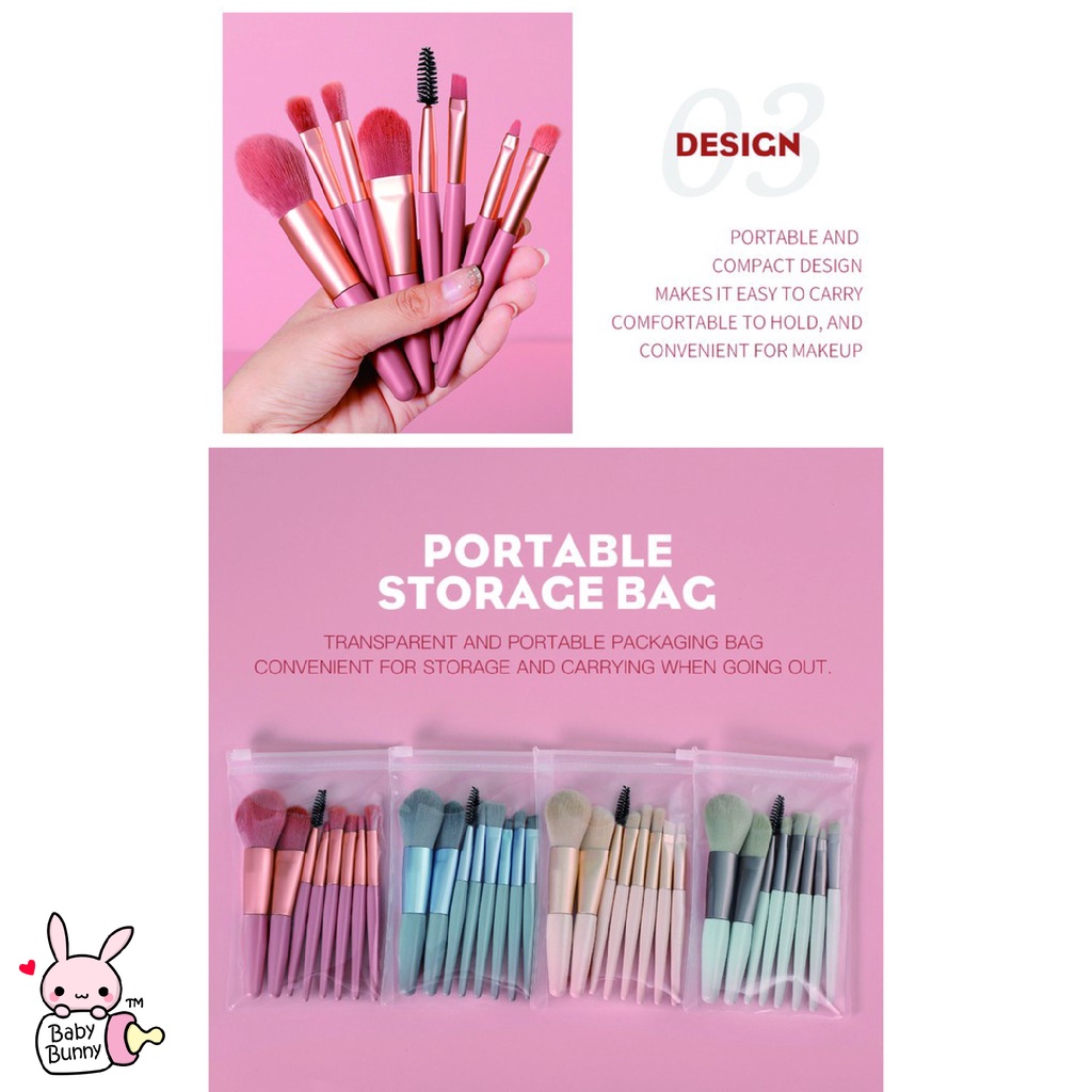 ❤ BELIA ❤ BIOAQUA kuas make up Kuas Set 8pcs | 13pcs Kuas Kosmetic Brush foundation | brush eyeshadow | eyebrow brush | blush brush | lip brush | BPOM