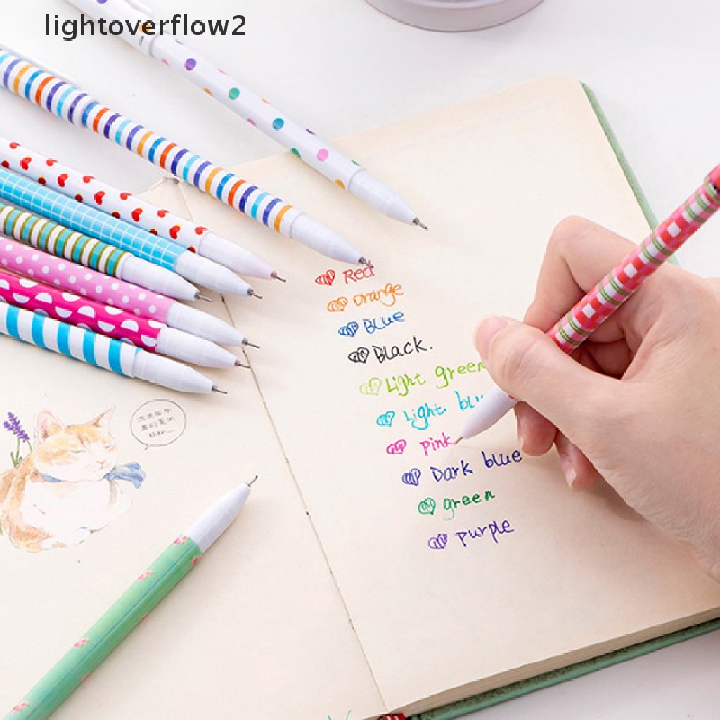 (lightoverflow2) 6 / 10pcs Pulpen Gel Warna-Warni Untuk Sekolah / Kantor