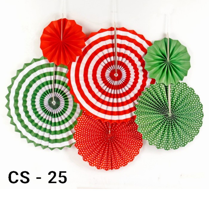 Dekorasi Pesta Paper Fan Set 6 Dekorasi Party Set Merah Putih Hiasan Agustus Natal Ornament Natal Termurah Harga Grosir Termurah