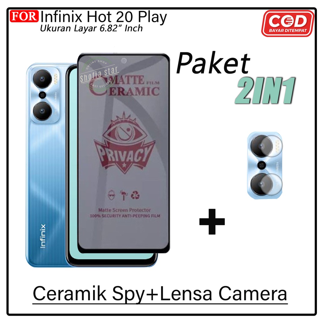 PAKET 2IN1 Tempered Glass Matte Infinix Hot 20 Play Anti Glare Full Layar