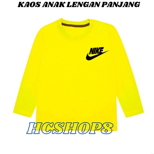 Kaos Anak Lengan Panjang Logo NI Unisex Cowok Cewek Usia 2-16th