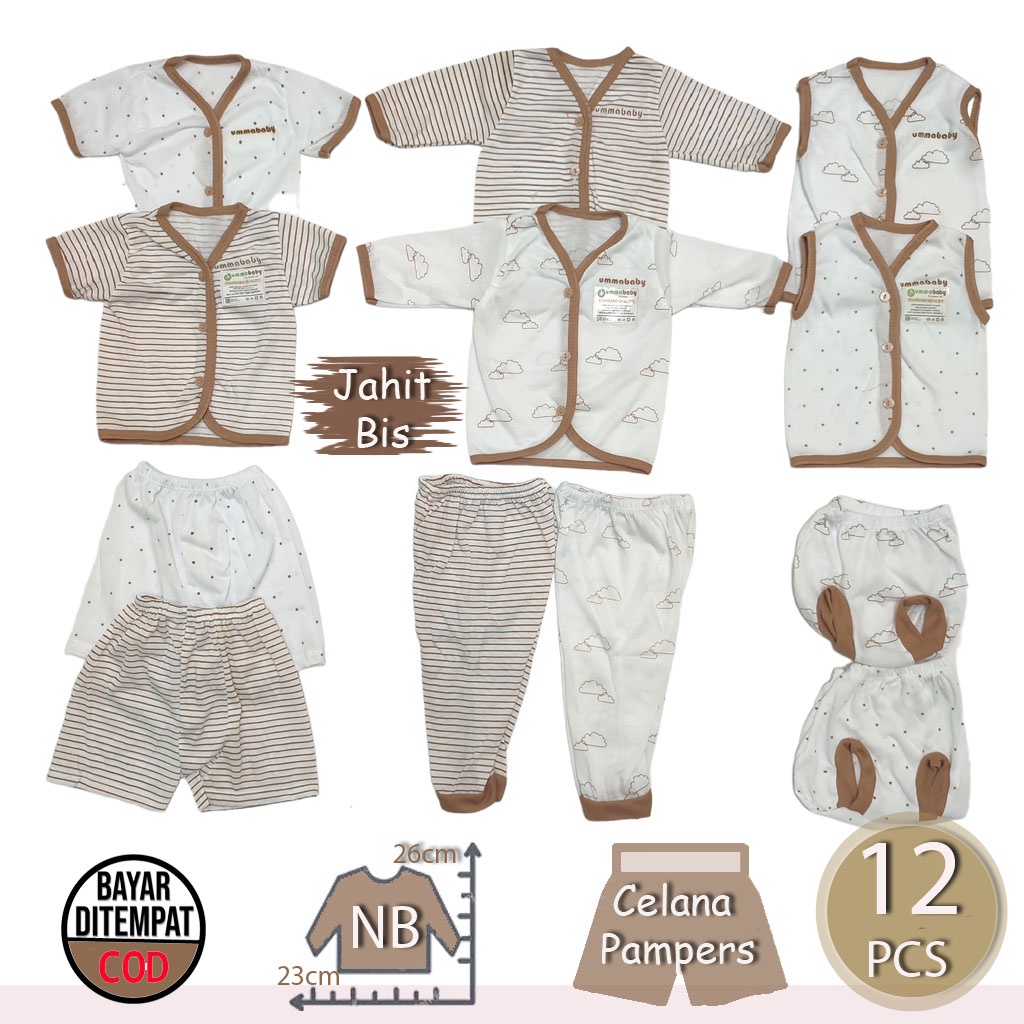 18 Pcs Baju Bayi Celana Bayi Setelan Bayi Baju Bayi Newborn Baju Bayi Baru Lahir Atasan Bayi Baju Bayi Kado Murah Baju Bayi Lucu Baju Bayi Seri Coklat Ekonomis Gift Set Brown Monochrome