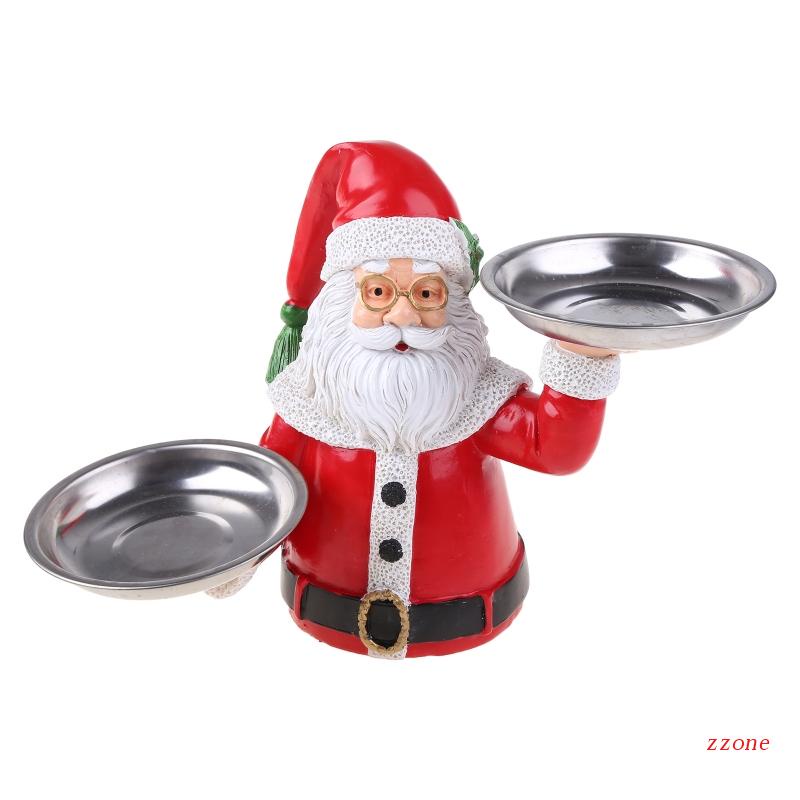 Zzz Piring Kue / Buah / Snack Bentuk Patung Santa Claus Bahan Resin Untuk Dekorasi Natal