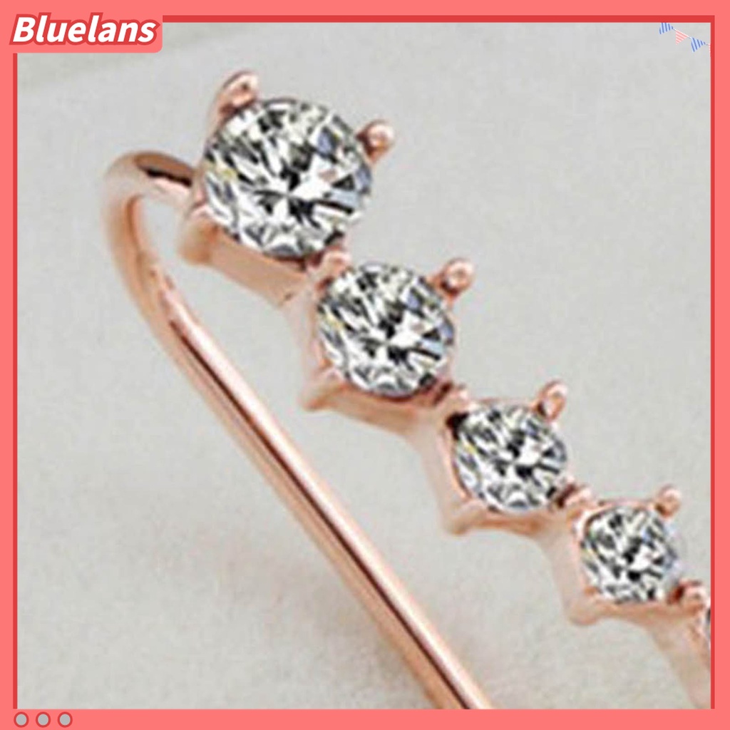 1 Pasang Anting Stud Bentuk C Aksen Berlian Imitasi Gaya Korea Untuk Wanita