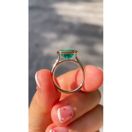 [EMERALD BERYL RUSIA 8CT WITH RING PERAK 925 CROM EMAS] zamrud rusia emban cincin wanita ring emas p