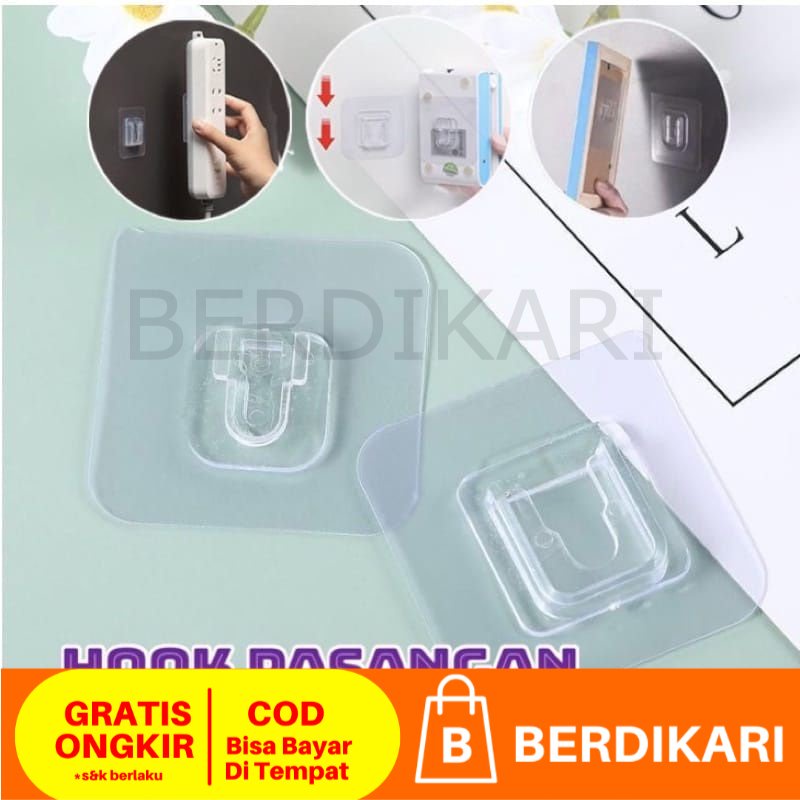 Gantungan Tempel Socket Hook Transparan 1Set / Gantungan Plus Minus