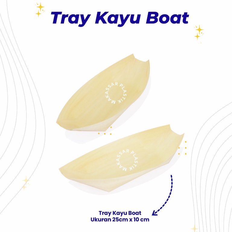 Tray Kayu Oval 9" / Tray Kayu Boat @25 Pcs