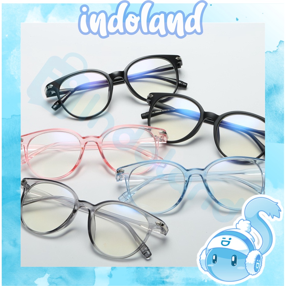 ☀ INDOLAND ☀ KACAMATA ANTI RADIASI KACA MATA WanitaPria Frame Sunglasses Lensa Transparan IMPORT R087